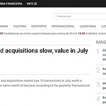 Portugal: Mergers and acquisitions slow, value in July down 45% on year